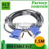 SLT High Quality 1.5M 3+2 VGA Male to VGA Male Cable 15pin for Computer Monitor Projector Laptop Hdtv LCD Etc Multimedia thumbnail-2