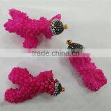 Crystal Pave Red Coral Branch Pendant thumbnail-1