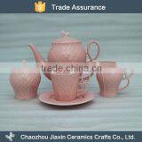 China Exquisite Design Pink Porcelain Coffee Tea Set thumbnail-1