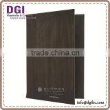 8 Quad Booklet Black Leather Menu Cover , Restaurant Material, Hot Foil Stamping thumbnail-3