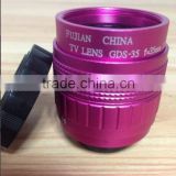Factory price,high quality,Rose red color 35mm lens F1.7 manual iris c mount cctv camera lens