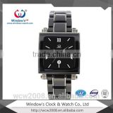 square shaped high grade man watch with cool black ceramic watch bands