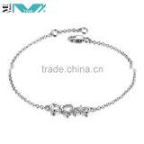 New 925 Sterling Silver Double Bows Chain Bracelet Fashion Bangle Bracelets thumbnail-2
