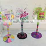wine glass with hand-painting and decals , gift wine glass