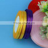 Promotion Polyester Wedding Decoration Golden Metallic Woven Edges Satin Ribbon thumbnail-2