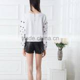 NEW ARRIVAL Long Sleeve Tops With Black Stars Shirt for Woman OEM Tops Cheap Price thumbnail-2