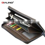 QIALINO RFID Blocking Wallet Luxury Ostrich Leather business card holder wallet handbag