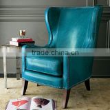 Modern leather single seater sofa chair wing chair solid wood lobby sofa