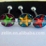 Fashion Glitter Star Tongue Ring,body Piercing Jewelry,tongue Barbell Piercing