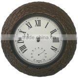 13 Inch Indoor Outdoor Decorative Rattan Clock With Thermometer thumbnail-6