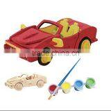 Wood 3D Vehicle Puzzles Racing Car 3D Woodcraft Kit Assemble Paint DIY 3D Puzzle Toys for Kids Adults the Best Birthday Gift thumbnail-4