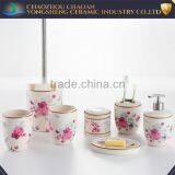 Wholesale Home Decoration Decal Flower Ceramic Accessory Floral Bathroom Set