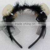 Halloween Skull Hairband Scary Skull Headband With Feather thumbnail-3