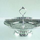 Stainless Steel Stock Ceramic One Layer Silver Cake Stand Holder Fruit Plate thumbnail-1