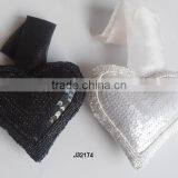 Black and White Heart Shaped Glass Beads Christmas Tree Ornament Available in All Colours and Sizes thumbnail-1