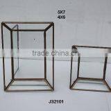 Glass and Brass Photo Frame Easel Style Brass in Antique Finish Available in Two Sizes
