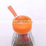 6oz Clear Glass Spice Jar With Decorative Screw Top Lid Plastic Spoon thumbnail-2