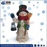 Vintage Snowman Figurines With Lanterns, Vintage Snowman Statue, Snowman for Christmas Decor thumbnail-1