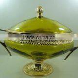 Brass Antique Coloured Glass Decanter for Decor thumbnail-1
