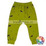 Animal Printing Olive Green 100% Soft Cotton Harem Pants Fall Boutique Long Baby Pants