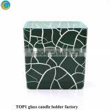 Green Mercury Glass Pillar Christmas Candle Holder thumbnail-3