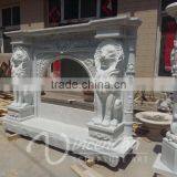 Luxury Home Decoration Marble Stone Lion Head Fireplace Mantel thumbnail-3
