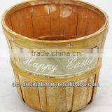 GOLDEN YELLOW WASH ROUND HAPPY EASTER BAMBOO CHIP BASKET thumbnail-1