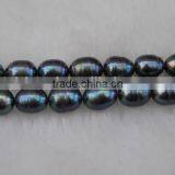 9-10mm Peacock Green Rice Shape Freshwater Loose Pearl Strand thumbnail-1