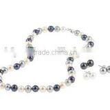Wholesale 17 Inches 8-9mm Multi Color Pearl Necklace With Matching Earrings thumbnail-1