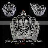 Fashion Crystal Silver Plated Full Round Princess Crown for Girls thumbnail-2