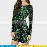 2017 Sexy Round Neck Long Sleeve Slim Bodycon Shinny Bling Winter Party Night Prom Sequin Mini Dresses for Women Lady thumbnail-2