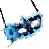 Amazing turquoise black mini mask with flower M5119