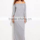 Latest Design Straight Dress Styles off Shoulder Women Maxi Dress Long Sleeve thumbnail-5