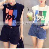 Lady T-shirt , Sleeveless Round Neck t Shirt for Sexy Women thumbnail-1