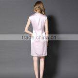 Maxnegio Notch Lapel Pink Color Cap Sleeve Office Dress thumbnail-2