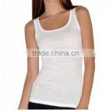 100% Polyester Cheap Plain White Tank Top for Women thumbnail-1