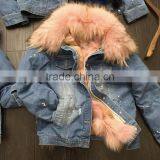 Myfur Hot Sale Girls Jeans Parka Jacket Wholesale With Real Fur Collar thumbnail-3