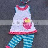 2016 New Spring Arrival 2-7t Easter Chick Baby Girls Sleeveless Blue/white Pant Kids Fashion Outfits With Matching Necklace thumbnail-1