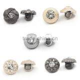Round Mixed Pattern Carved W/Clear Rhinestone Acrylic Shank Sewing Buttons 11mm Dia,100PCs,8seasons thumbnail-1