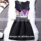 Girl Black Flower Printed Princess Dress/l Girl Sleeveless Printed Princess Holiday Dress/new Design Girl Printed Dress thumbnail-1