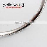 Fashion Leather Braid Titanium Steel Bracelet With Rhinestone thumbnail-5