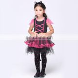 Fctory direct sale halloween style pink cat cosplay costume for girls