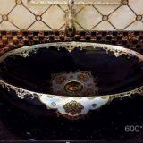2018 Hot Selling High Quality Oval Ceramic Black Bathroom Sanitary Ware Countertop Unique European Wash Art Basin Sink