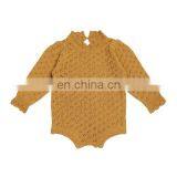 2020 Autumn and Winter the Same Baby Hollow Lace Cotton Knitted Jumpsuit Baby Bottoming Sweater Romper thumbnail-2