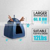 Self-Warming 2 in 1 Foldable Comfortable Triangle Cat Bed Tent House thumbnail-2