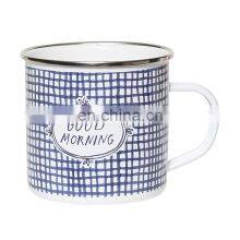 China Blank 16oz Blue and White Enamel Steel Beer Mug for Camping thumbnail-1