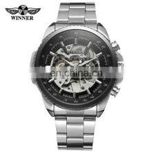 WINNER 428 Men Automatic Mechanical Hand Watch Popular Bling Stainless Steel Strap Mechanical Watch thumbnail-2