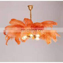 Home Decoration Modern Nordic Copper Chandelier Lighting Living Room Lamp Ostrich Feather Bedroom Pendant Lights thumbnail-4