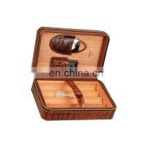 Croco Leather Cigar Travel Humidor Manufacturer Wholesale Solid Cigar Case Cedar Wooden Cigar Humidor thumbnail-3