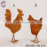 Garden Decorating Rusty Metal Yard Art Chicken thumbnail-1